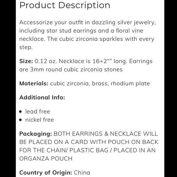 NEW Kenneth Jay Lane Necklace and Earrings Coordinating Set Silver CZ Jewelry - Picture 8 of 12